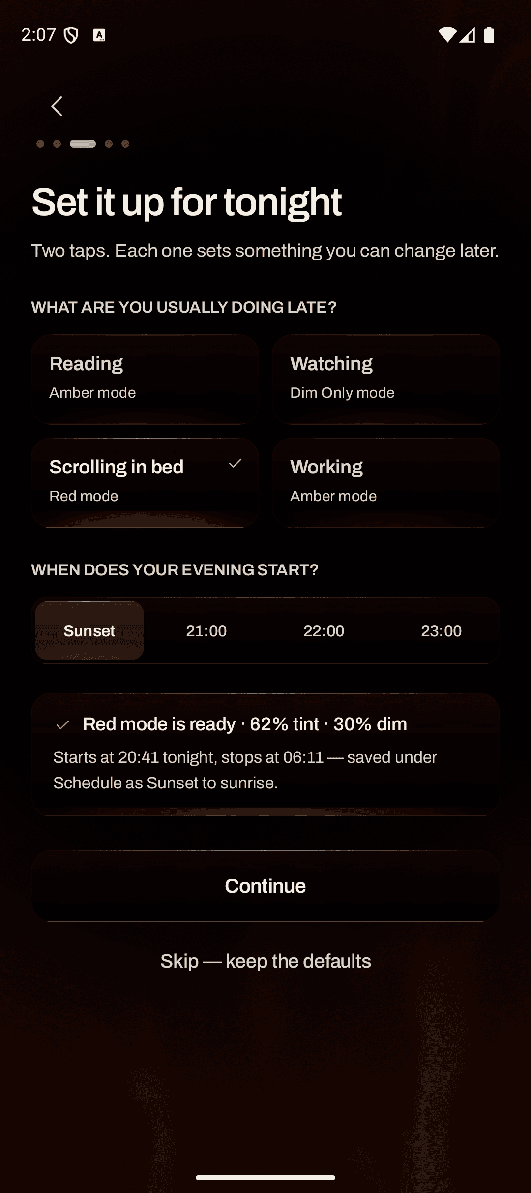 Real RedLightFilter capture: Set up for tonight